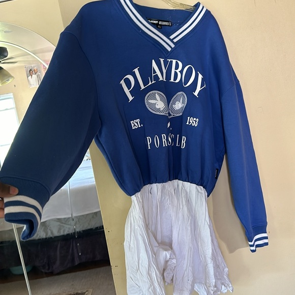 Missguided Playboy X Navy Sports Club Tennis Sweater Dress Size US 0 - Picture 3 of 5